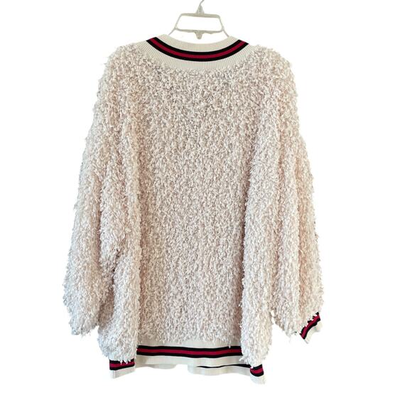 ANTHROPOLOGIE EVA FRANCO Plus Size 1X Varsity Pullover Shaggy Sweatshirt Top NWT - Picture 5 of 13